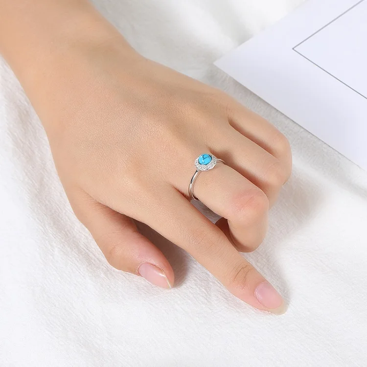  vintage 925 sterling silver turquoise stone adjustable open rings for