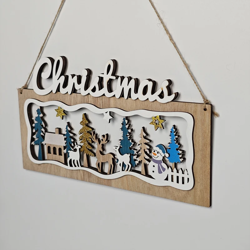 Maple Crafted 3D DIY Wooden Christmas Decorations Painted Stand for Festive Atmosphere Enhancement Wall Signs & Wood Crafts