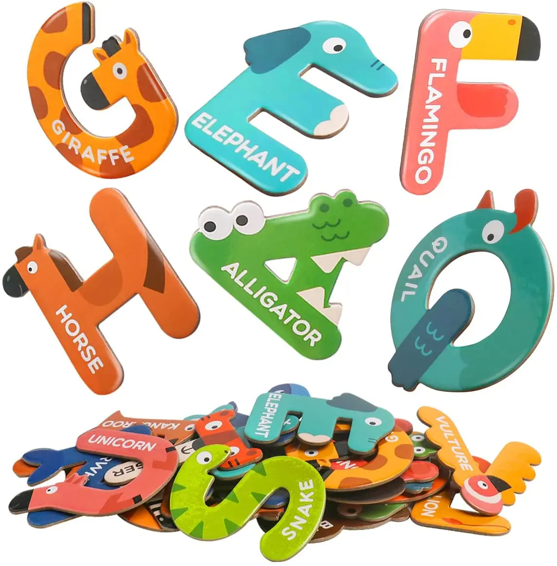 Magnetic Letters Animal Styling Toys for Kids Fridge Magnets Stick Colorful Paper ABC Alphabet Uppercase Toy Set