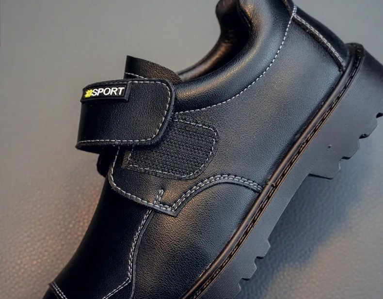 G003 Hot Sale Large Size Customized Children Black Leather Dress Shoes Boy Kids Uniform Stock Shoes Back to School Shoe for Boys