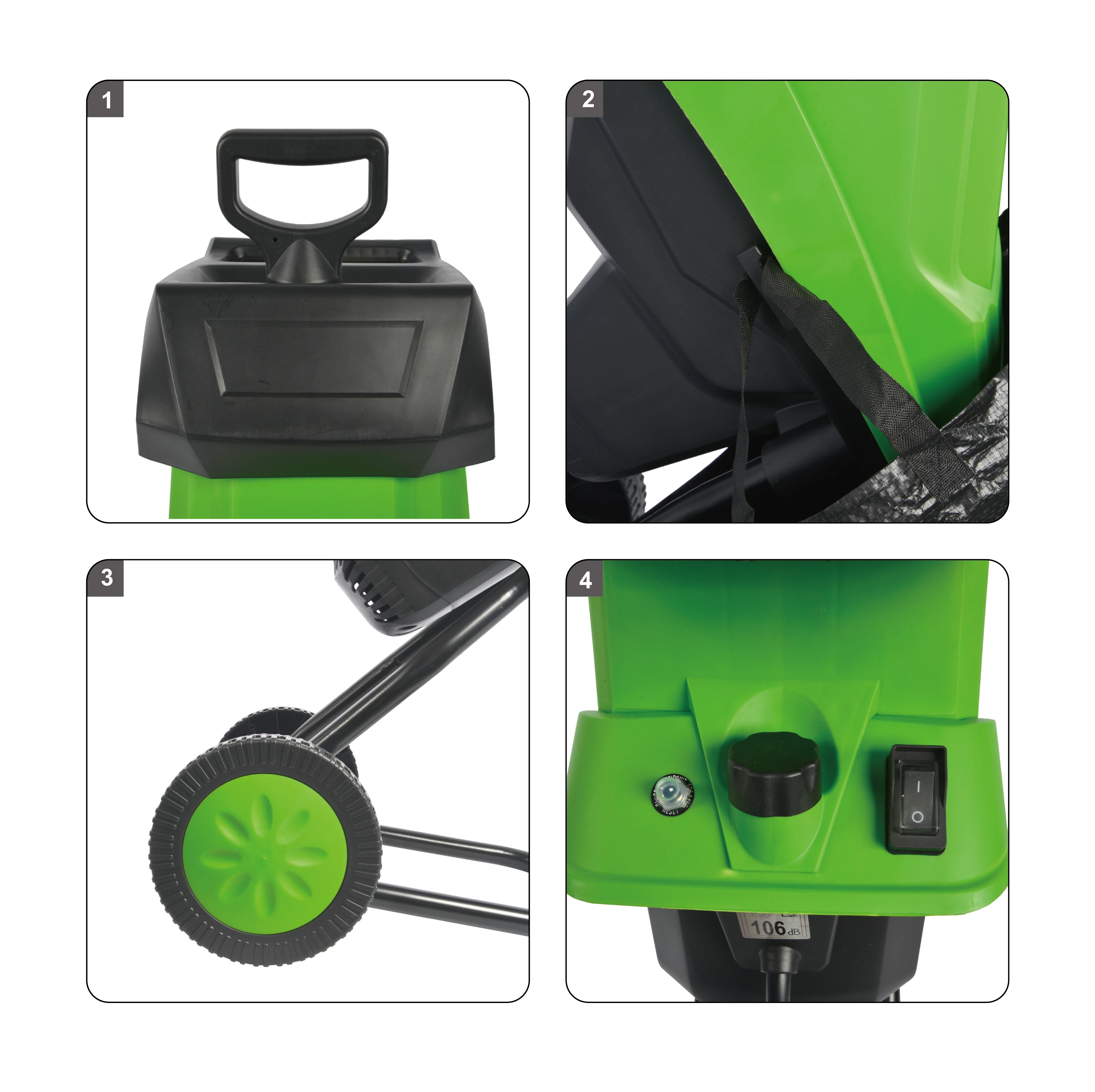 VERTAK 2500w Electric garden wood branch cutting chipper shredder machine