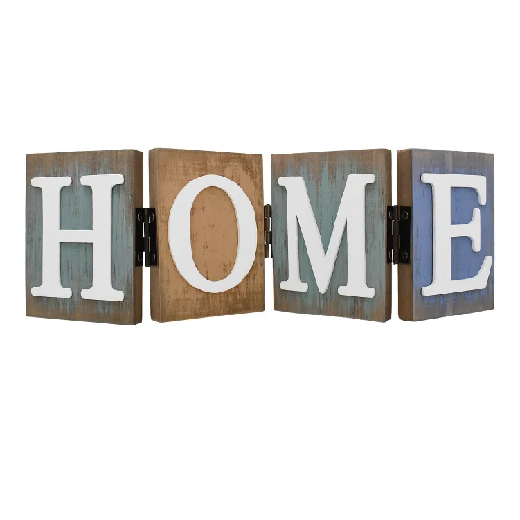 Farmhouse Decor Rustic Decorative Wood Letters Freestanding Letter Folding Word Sign