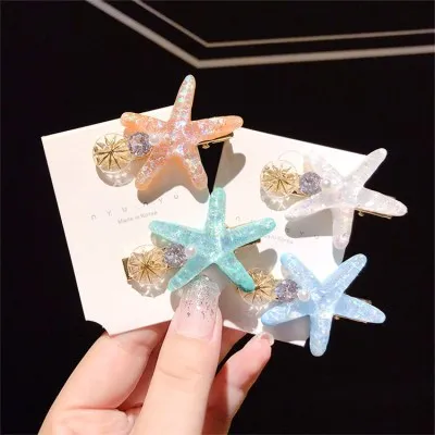 Новый дизайн, лидер продаж, акриловые заколки для волос в виде морской звезды, ацетатная заколка для волос с головой морской звезды для девочек