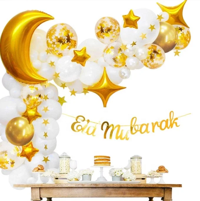 Ramadan Kareem Festival Decorations Star Moon Foil Balloon Garland Muslim Eid Mubarak Balloon Arch Kit
