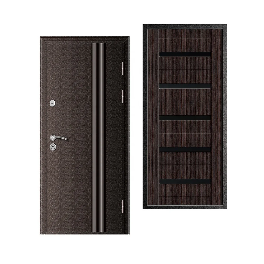 Decorative Russian Armored Door Steel Wooden Security Front Door Anti Theft Soundproof Russia Iron Door