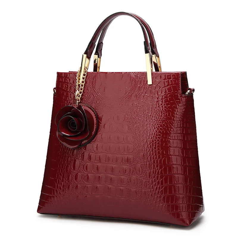 Wholesale Fashion Designer Brown Crocodile pattern Leather Shoulder Bags OEM Women Handbags For Ladies