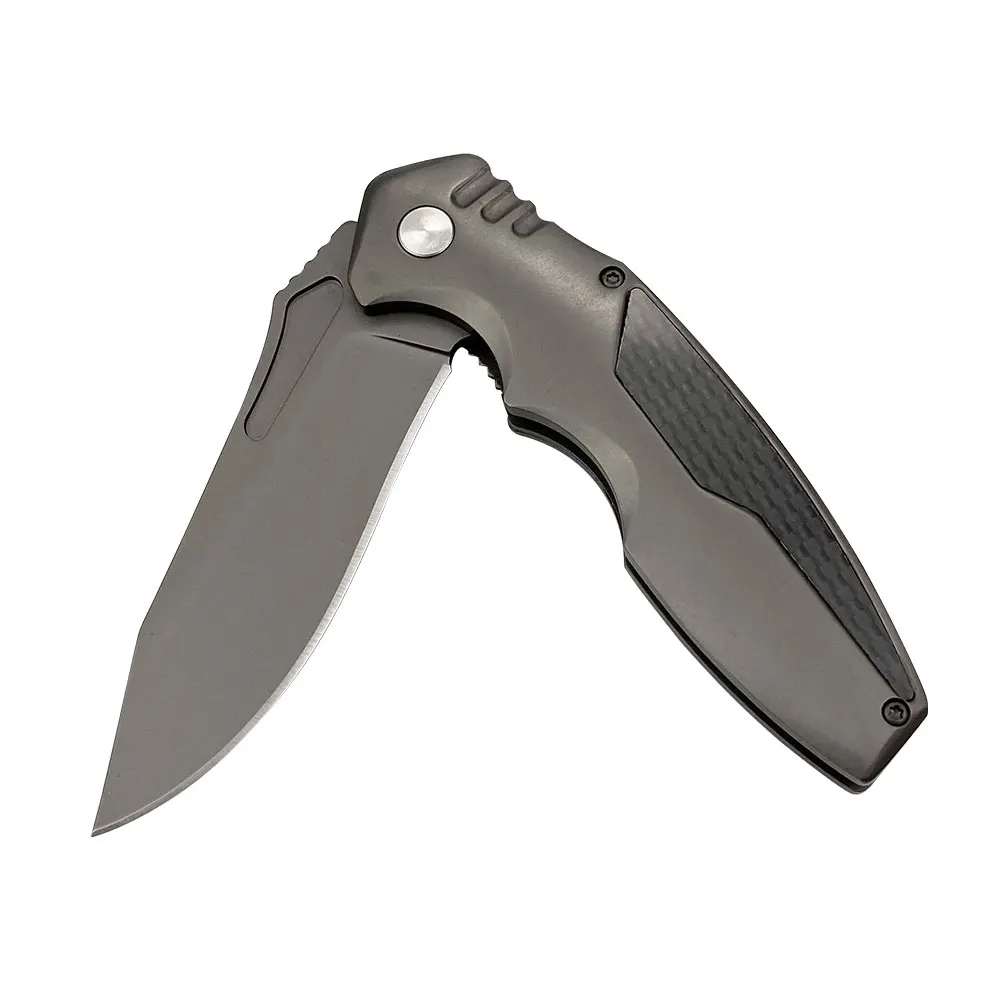 
5Cr13 Blade All Steel Fighting Knife Pocket Defense Folding Knife With Carbon Fiber Decorative Handle 