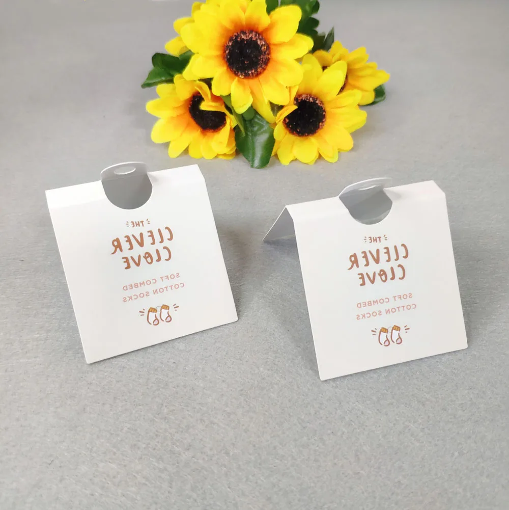 Good Quality Custom Folded paper hang tag Socks Packaging Tag Hanging Tags for sock