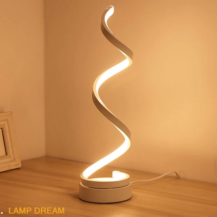 Wholesale Modern Simple Switch Type Spiral Bedside Light Led Reading Lighting Lamp Decorative Table Lamp