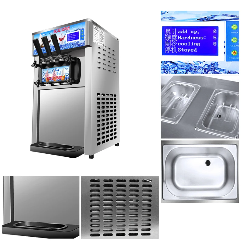 Ice Cream Makers Automatic 3 Flavors Ice-cream Making Commercial Soft Serve Ice Cream Machine For Business Food Truck