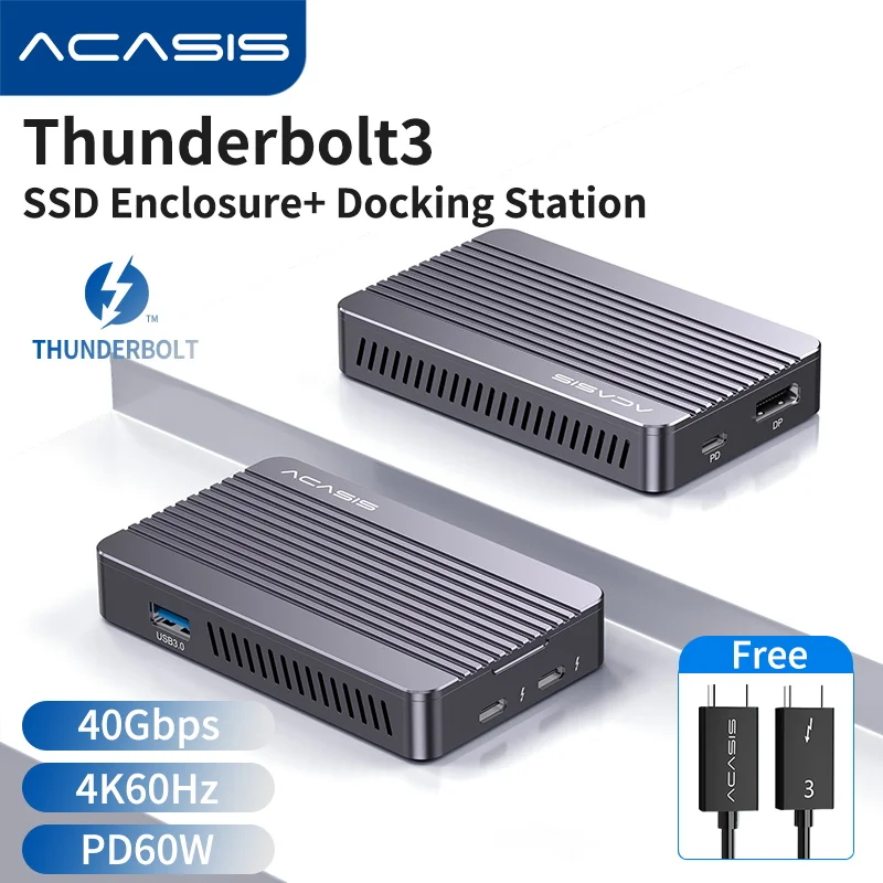 ACASIS USB4.0 40 Гбит/с NVME M.2 алюминиевый корпус SSD 2 ТБ и 5 в 1 док-станции для ноутбука