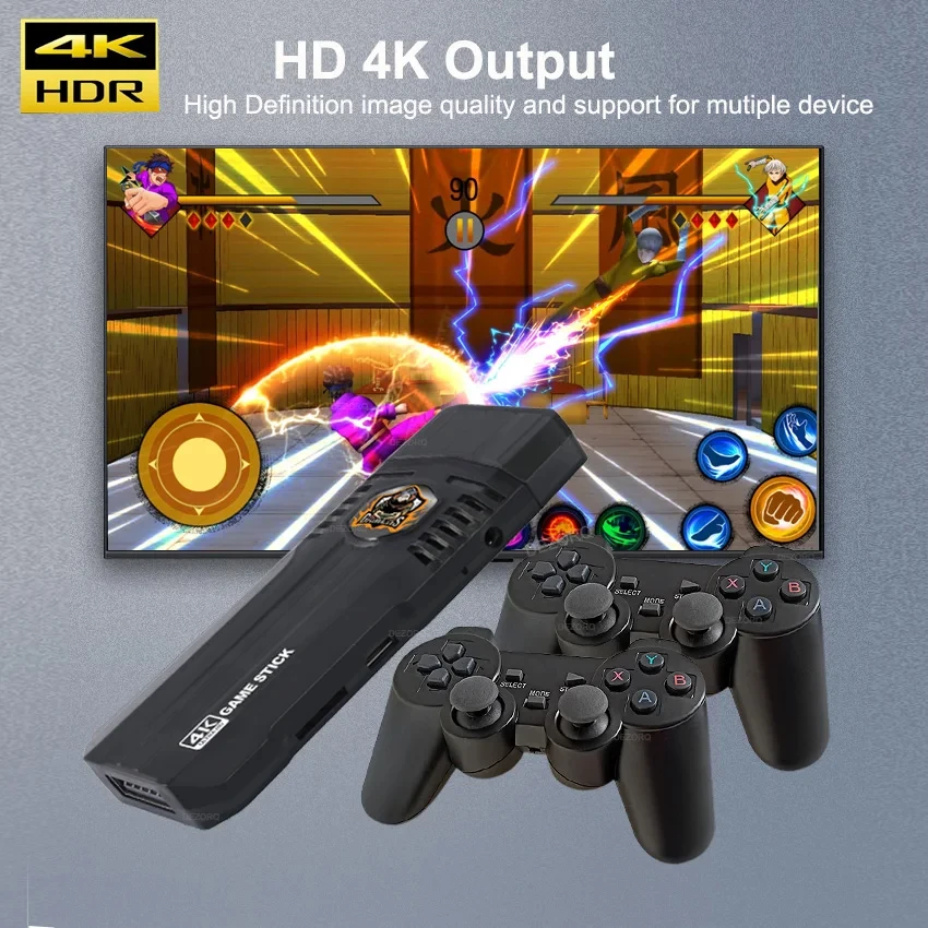 X8 Pro Game Stick 4K 64G With 30000+ Retro Games Emuelec 4.5 Wireless Gamepad 40+ Emulator Video Game Console for N64/PSP/SNES
