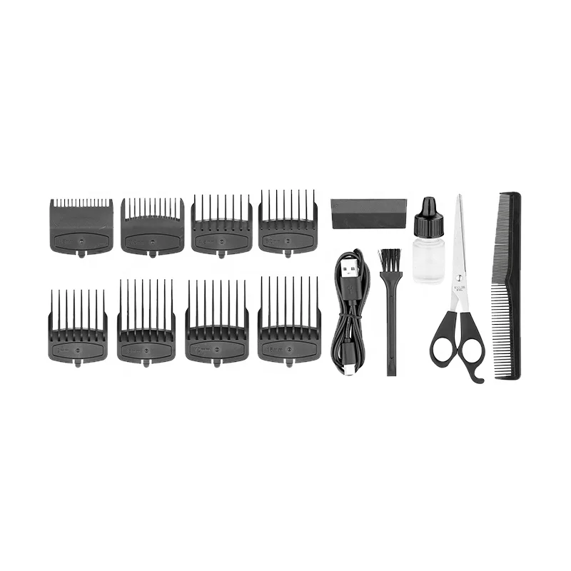 Usb Digital Display Rechargeable Hair Clipper Kemei Km-5096 8 Limit Comb Steel Blade Metal Hair Cutting Machine For Man Electric