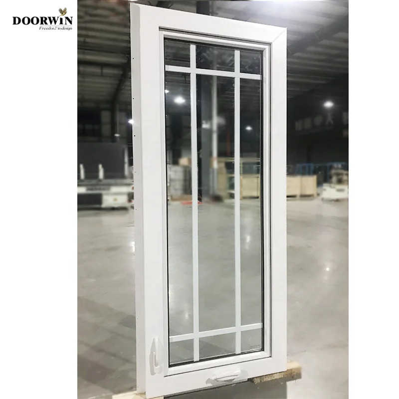 2023 Best-selling China Manufactory white arched Germany upvc profile crank open casement window with grill design