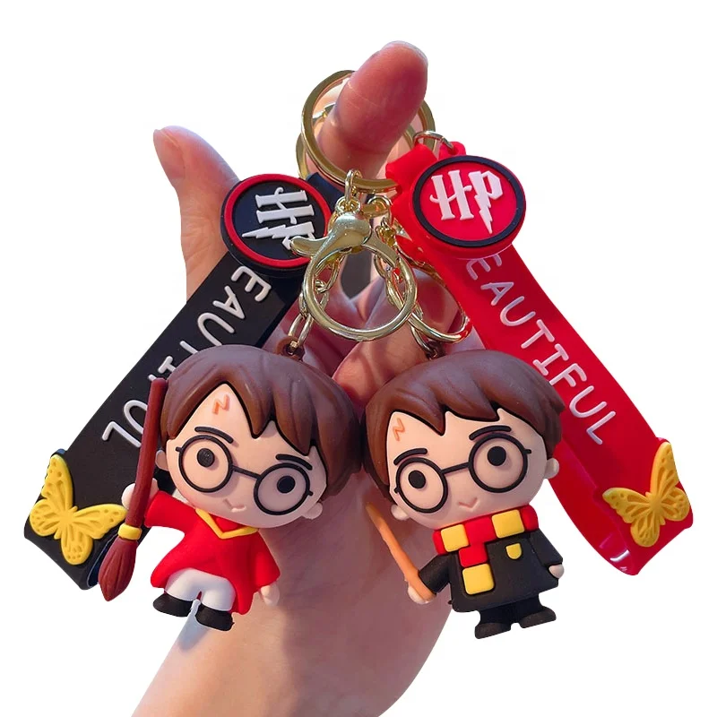 Wholesale 3D Cartoon Anime Kawaii Harrys Potters Keychain Custom 3D Cartoon Pvc Doll Harrys Potters Silicone Keychain