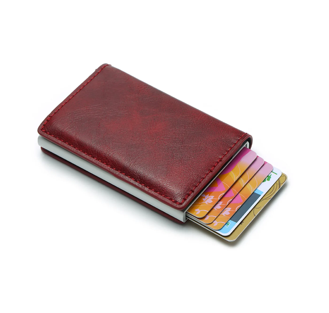 Secure RFID Blocking metal wallet Pop Up Credit Card Holder