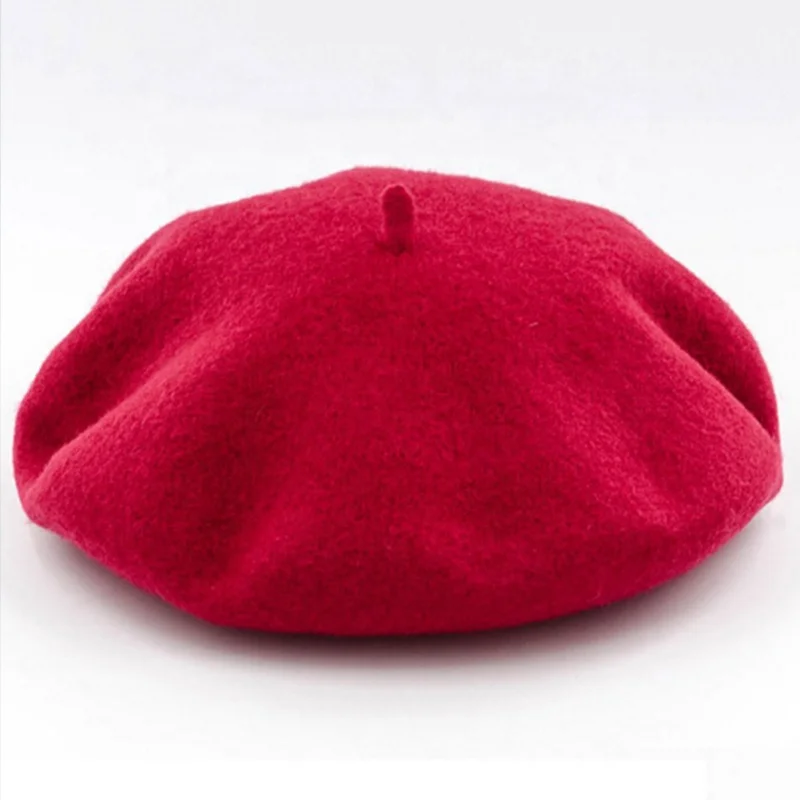 High Quality Fashion Embroidered 100% Wool Beret Hat Berets For Sale Beret Hat Custom Embroidery 100% Wool Cap For Women