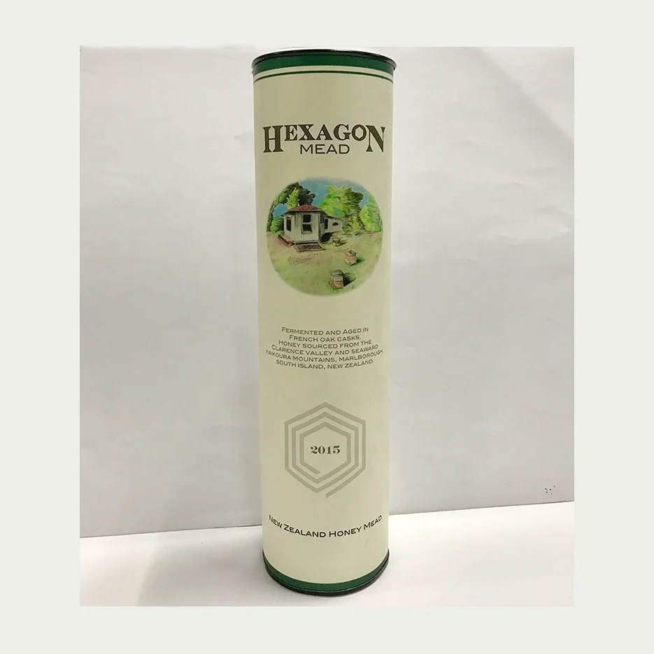 Custom Logo Luxury Whiskey Wine Bottle Packaging Cardboard Cylinder Gift Empty Paper Boxes With Metal Lid