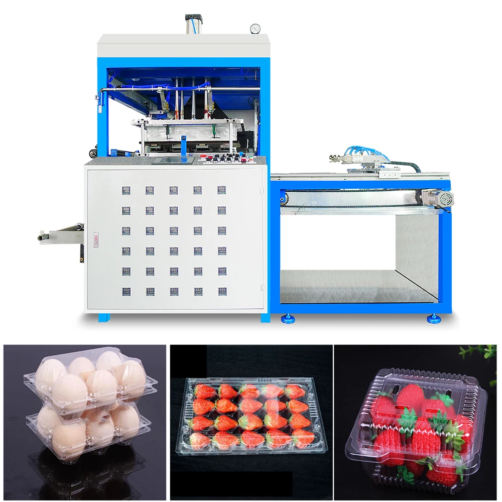 Small automatic high speed food tray fruit container vacuum forming machine