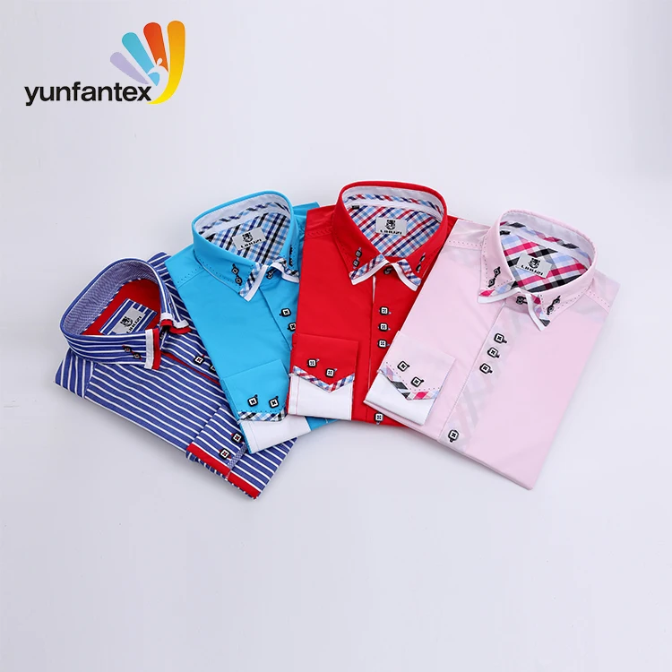 2022 In Stock latest Italian fashion 100 cotton dyed double collar men shirts