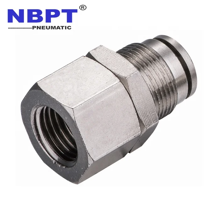 OD 4 6 8 10 12mm Internal Thread 1/8 1/4 3/8 1/2 BSP  NPT Thread Pneumatic Straight Bulkhead Female Stainless Steel Pipe Fitting