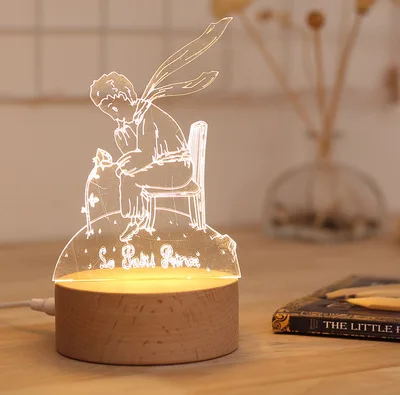 Creative wooden pedestal 3D LED lights /LED table lamp/desk lamp
