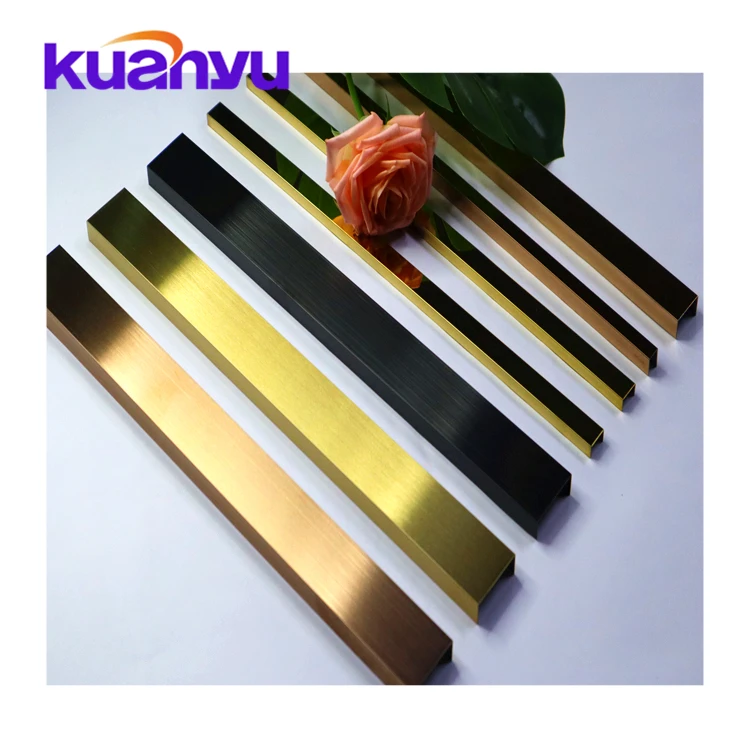 u shape stainless steel brushed edging trim black metal trim with glass for railing