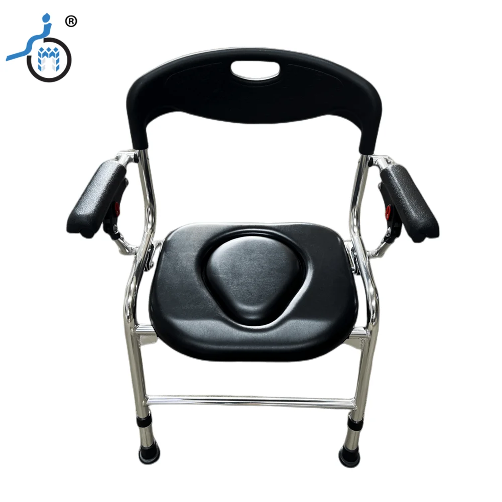 Folding Medical Bedside Commode With Removable Bucket For Handicap Elderly Camping Toilet Chair With Armrests And Backrest