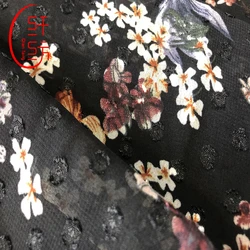 Fabric colorway dubai chiffon jacquard dot printed fabric chiffon african clothing fabric cloths for women dress in 80gsm