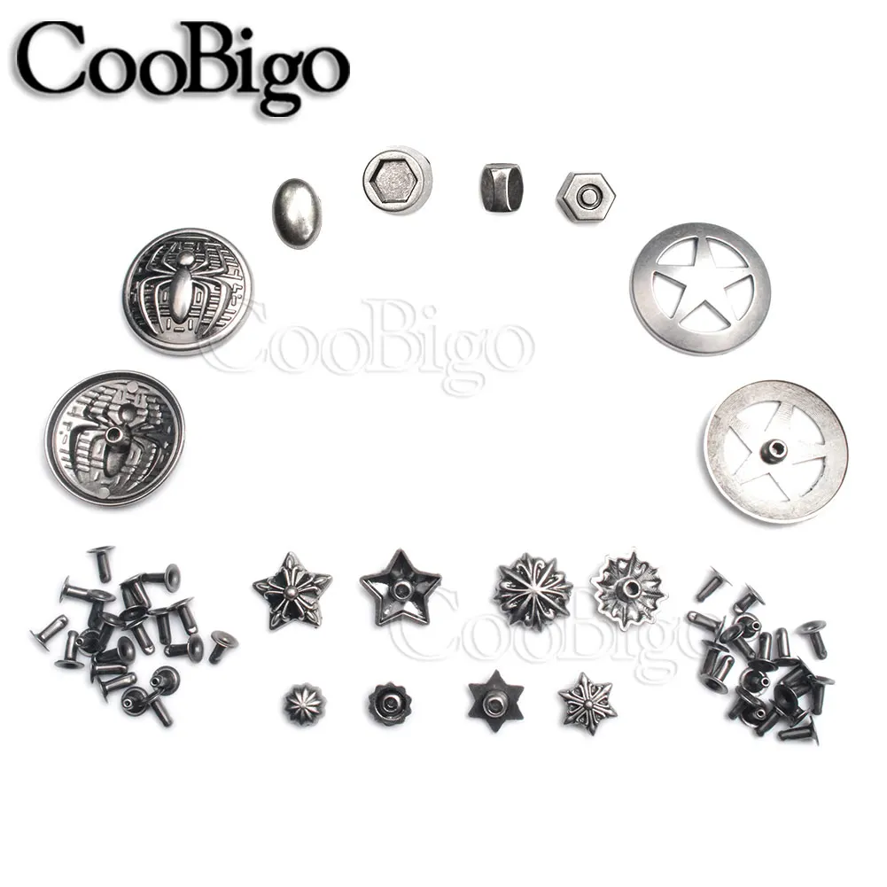 100sets/Pack Metal Spike Studs Rivets Vintage Riveting Button for Clothing Pants Pets Collar DIY Leather Craft Sewing Accessory