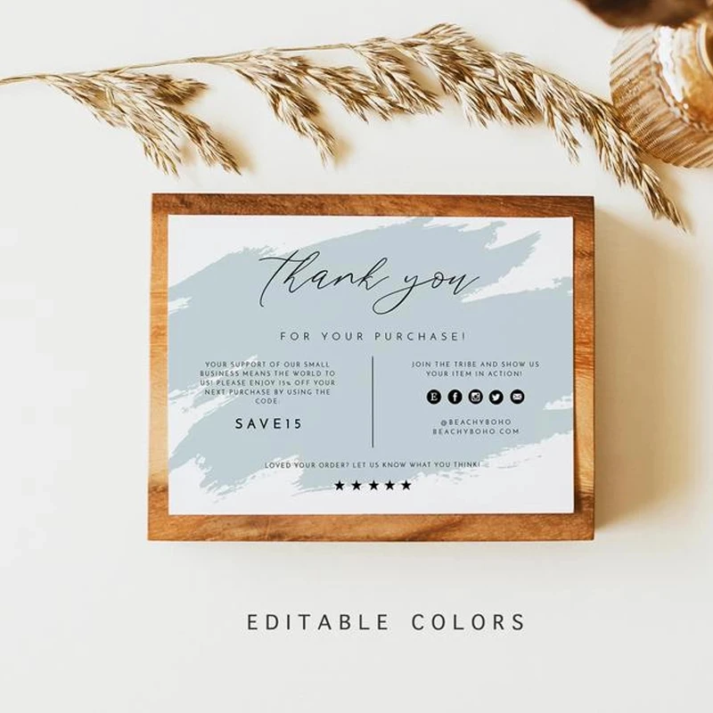 Low price custom 300g coated paper thank you card for small business