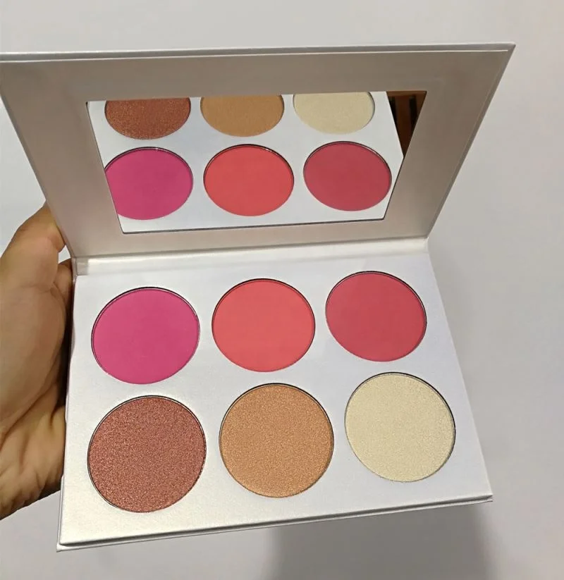 Пользовательский профессиональный макияж, осветлитель для лица, частная марка, хайлайтер и румяна, палитра