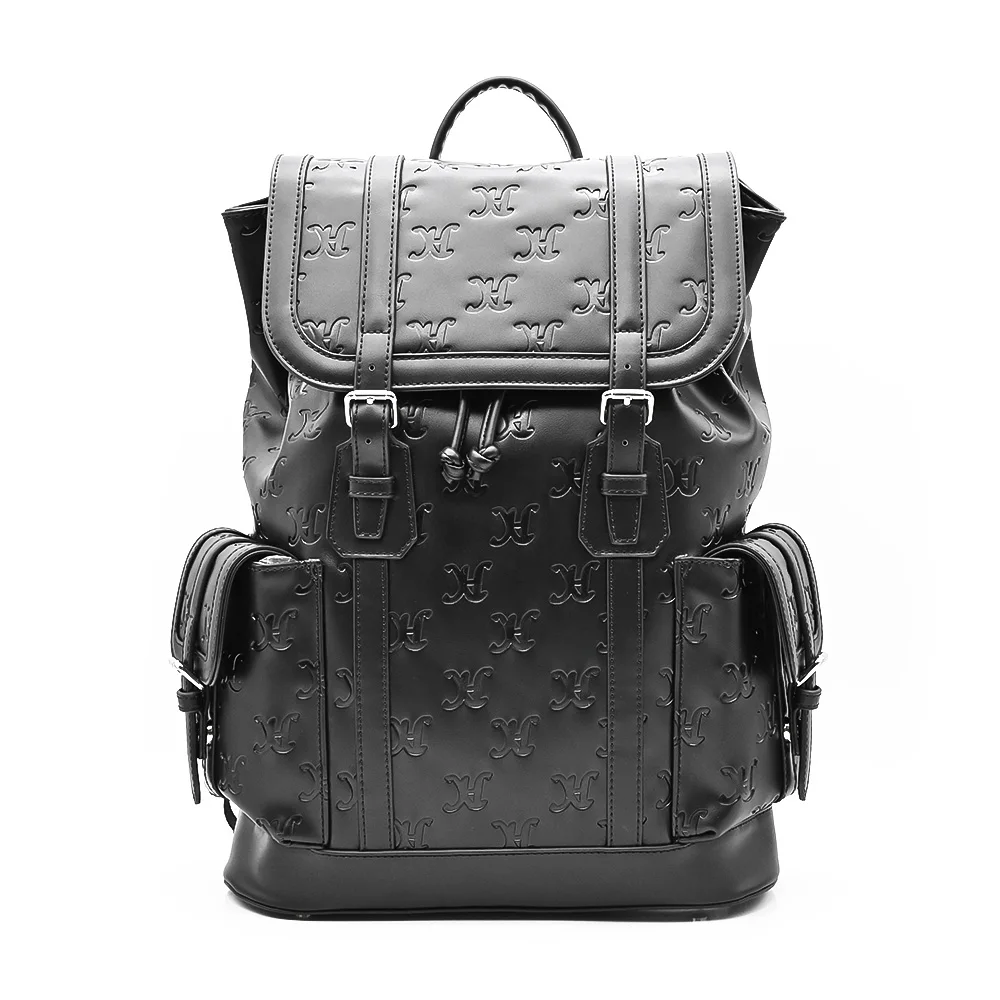 High Quality PU Leather Backpack Hot Press Logo Fashion Design Medium Size Laptop Backpack