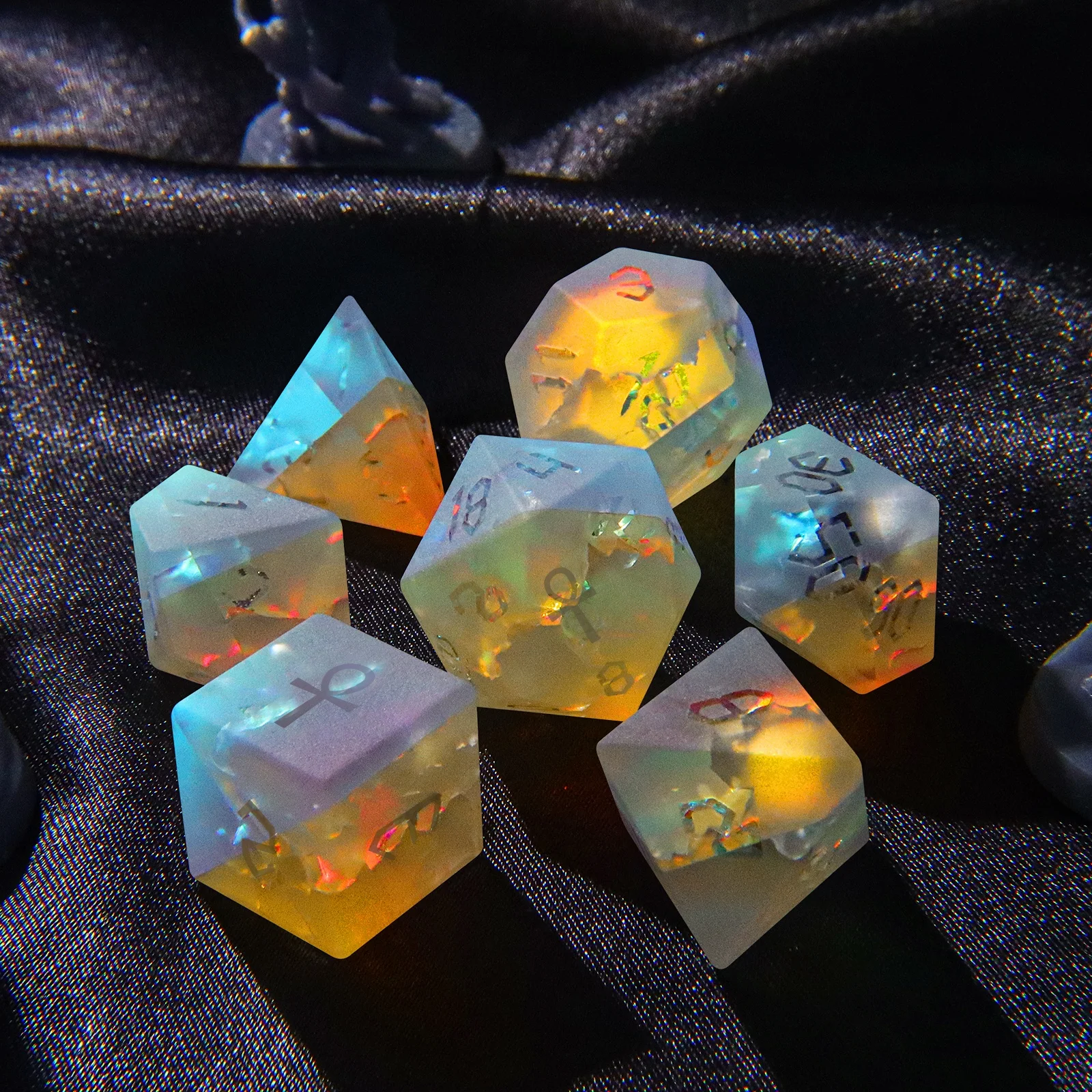 Набор матовых стеклянных кубиков DND D20 D12 D10 D8 D6 D4 ручной работы 7 шт. RPG Dice игра для D & Dungeons and Dragons