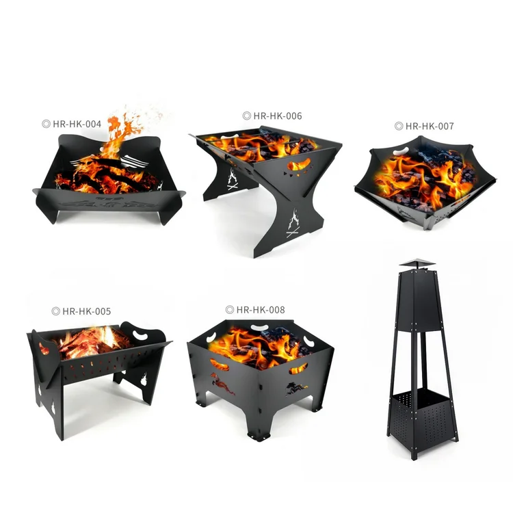 Customized Outdoor Steel foldable fire pit Patio Fire Pit Collapsible Camping Bonfire Basin HR-HK-003