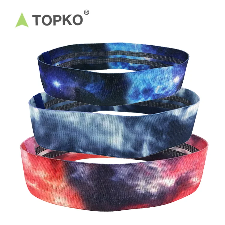 TOPKO Non-Slip Beauty Fitness Exercise Elastic Fabric Hip Resistance Band Set