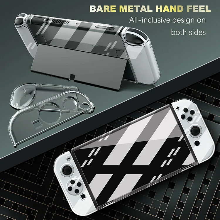 Жесткий прозрачный защитный чехол для Nintendo Switch Oled с левой и правой ручками
