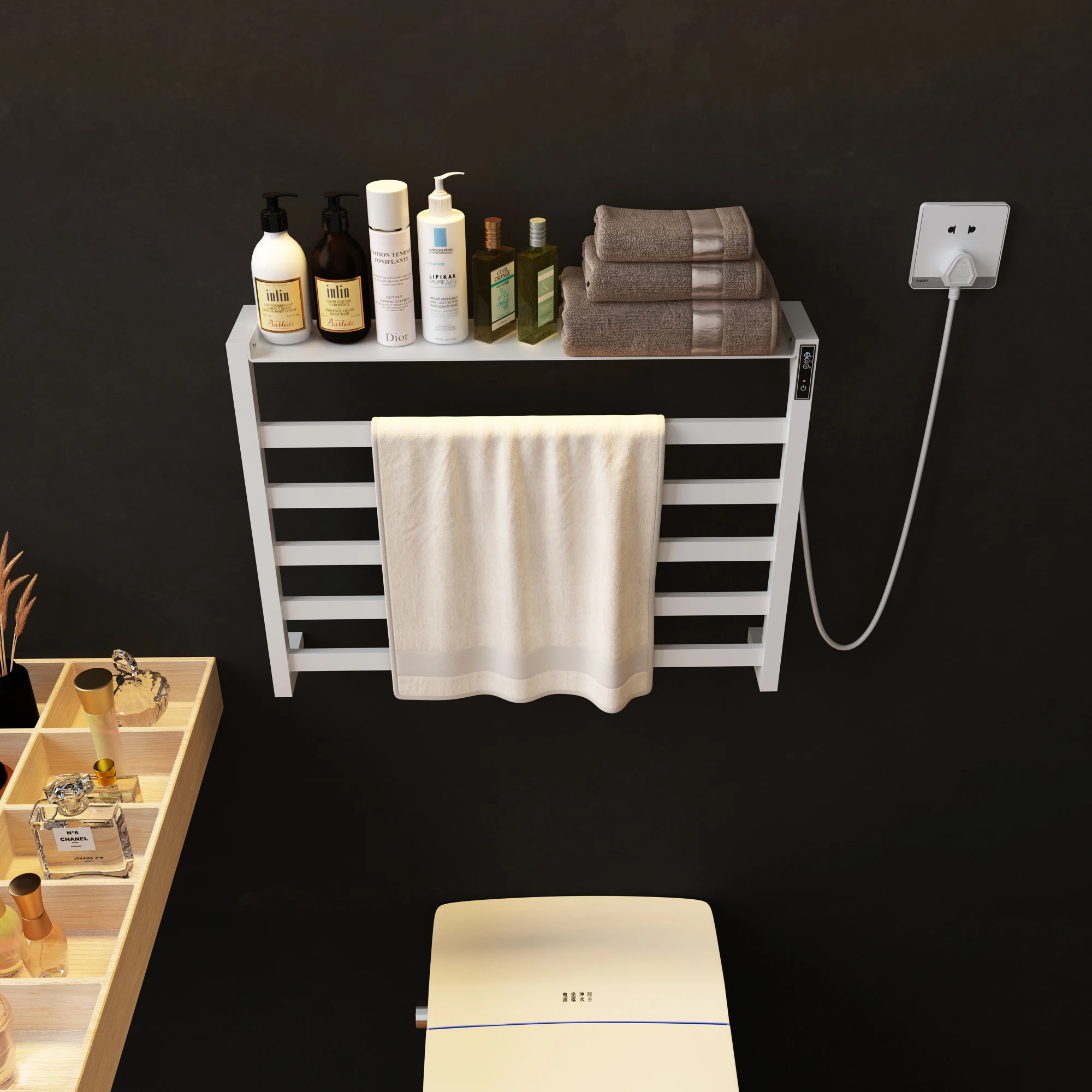 R-108 настенный Электрический Полотенцесушитель ванная комната инфракрасный обогреватель водонепроницаемые часы с ремешком из нержавеющей стали полотенцесушитель