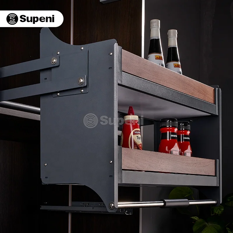 Supeni Hot Sale Kitchen cabinet Lift basket Pull Down Elevator Basket storage drawer baskets