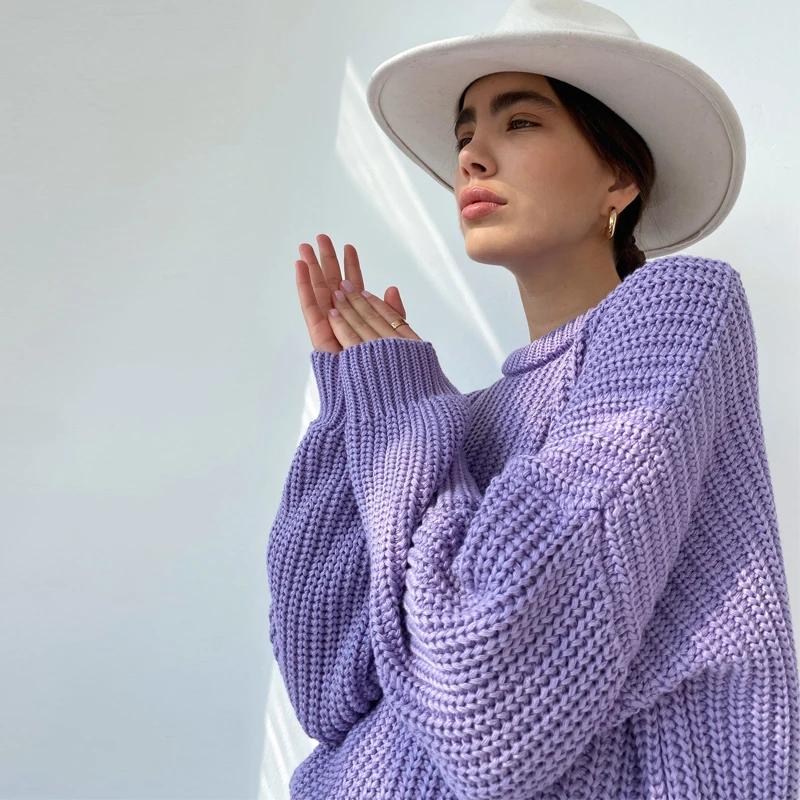 New fashion womens vintage contracted leisure round neck plus size sweater