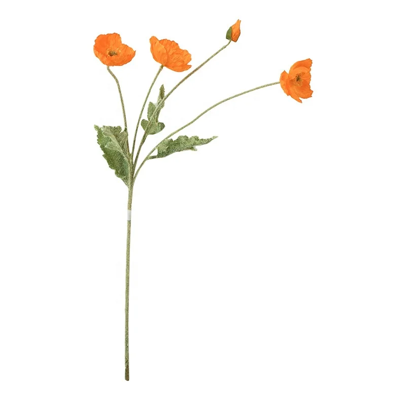 Artificial Silk Poppy Stem For Decoration Artificial Poppy