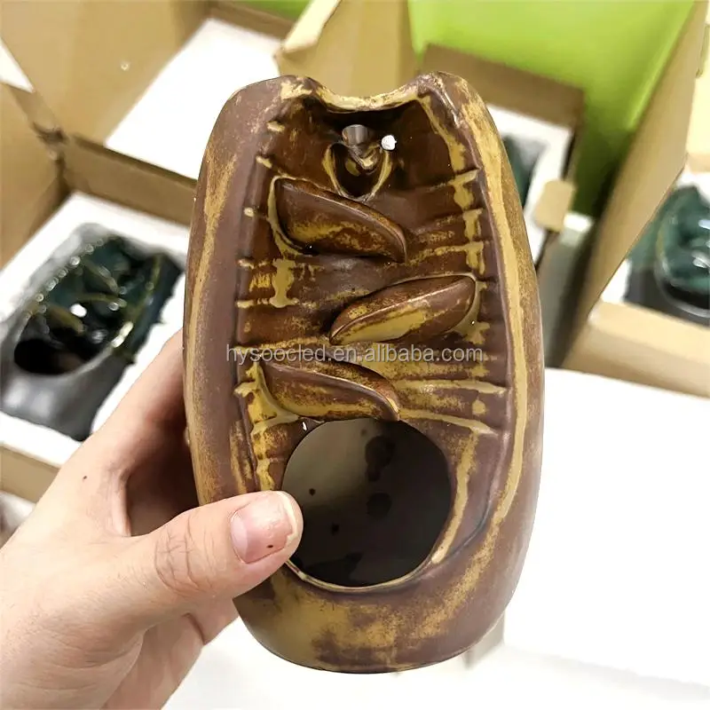 Incense Burners Arabian Oud Backflow Burner Joss Stick Holder Incense Burner Ceramic Aromatherapy Burning Waterfall Backflow