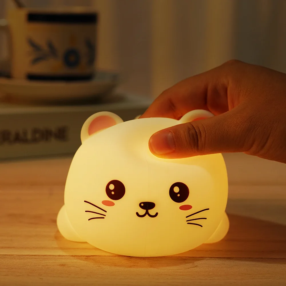 Кошачий силиконовый Ночной свет креативный подарок USB настольные ночные лампы статуя безопасный