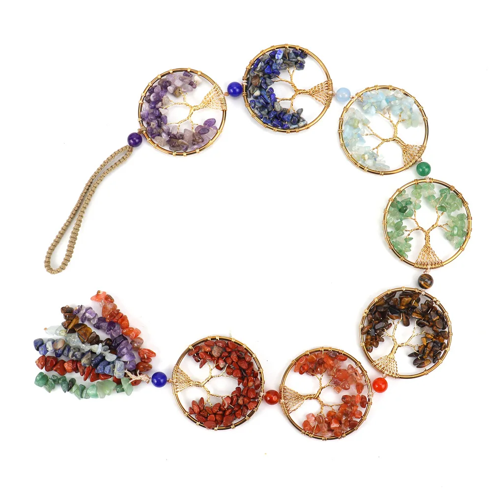 Handcrafted Tree of Life Dreamcatcher Wall Hanging Natural Crystal Healing Energy 7 Chakras