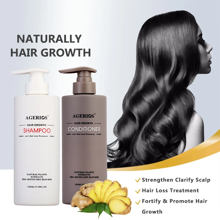 Sulfate Free Paraben Free Agerios Biotin Hair Growth Shampoo and Conditioner with Castor Oil & Keratin for Hair Loss Thinning