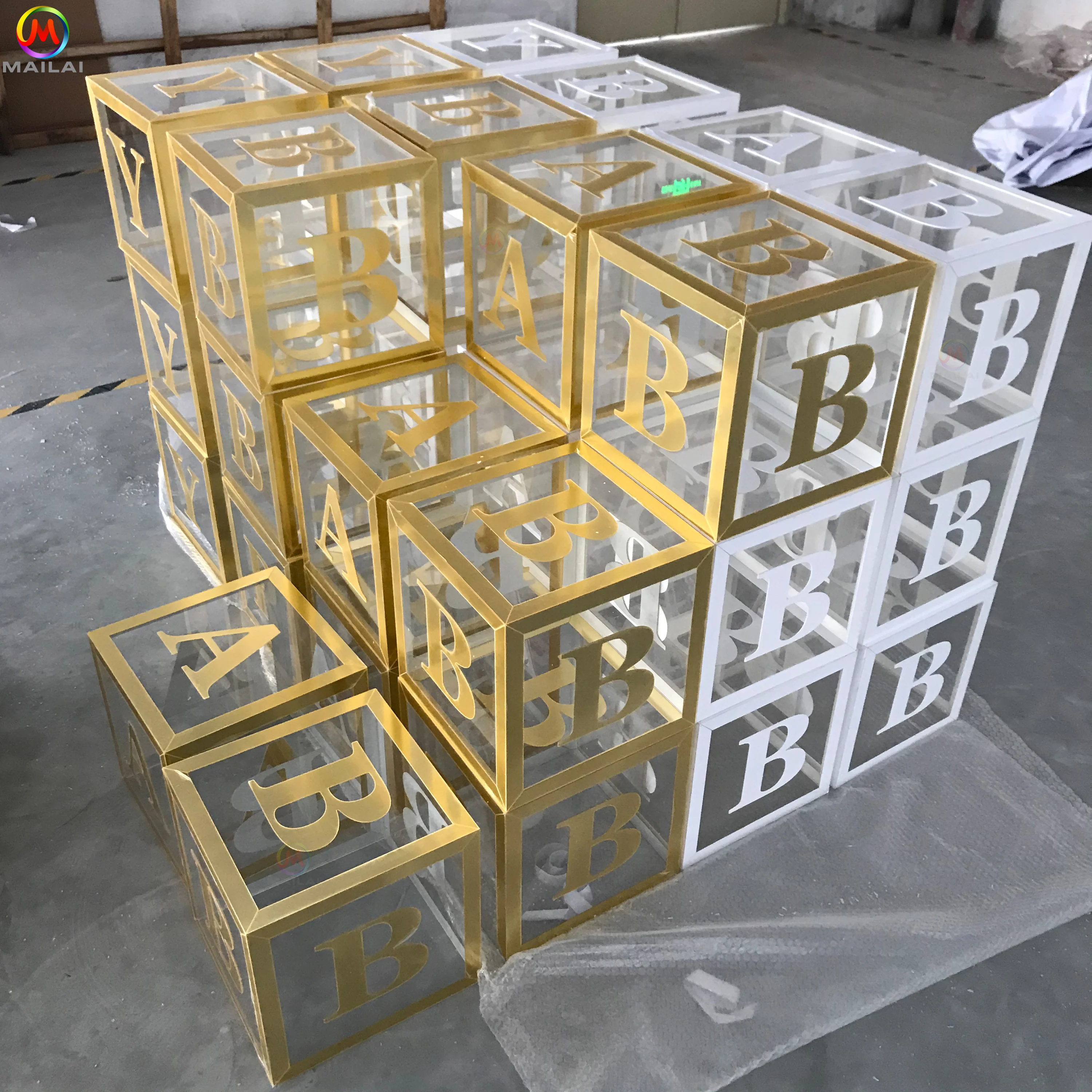 Transparent Acrylic  Baby Shower Box Party Wedding Backdrop Decorations