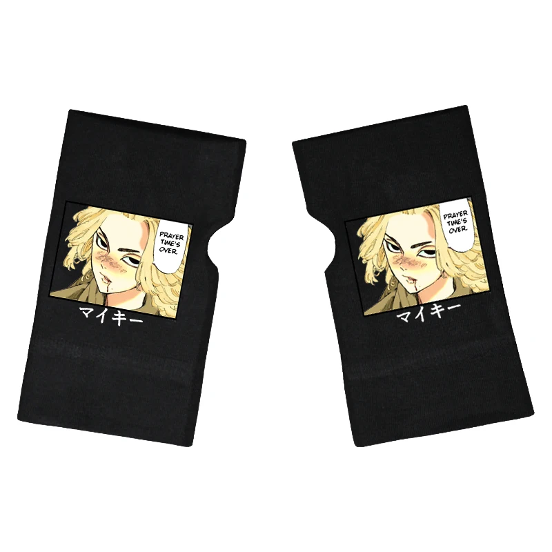 Tokyo Revengers Anime Gloves Winter Warm Unisex Knitted Printed Black Fingerless Half-finger Gloves