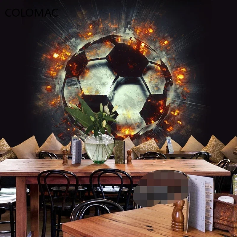 Custom Mural 3D Stereoscopic Flame Football Photo Poster Wall Painting Restaurant KTV Bar Living Room Background Decor Wallpaper