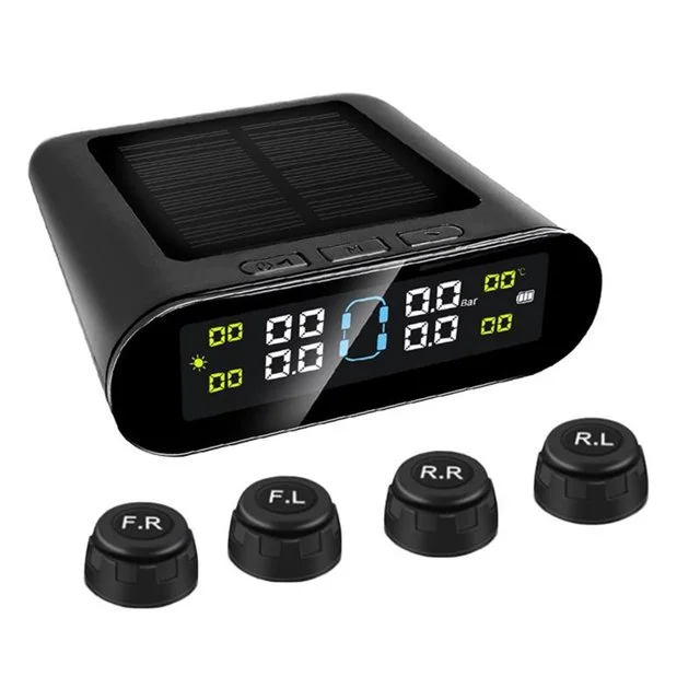 TPMS Tire Pressure Tester Monitor Solar Power LCD Display Car Security Alarm Tyre Pressure Monitoring System