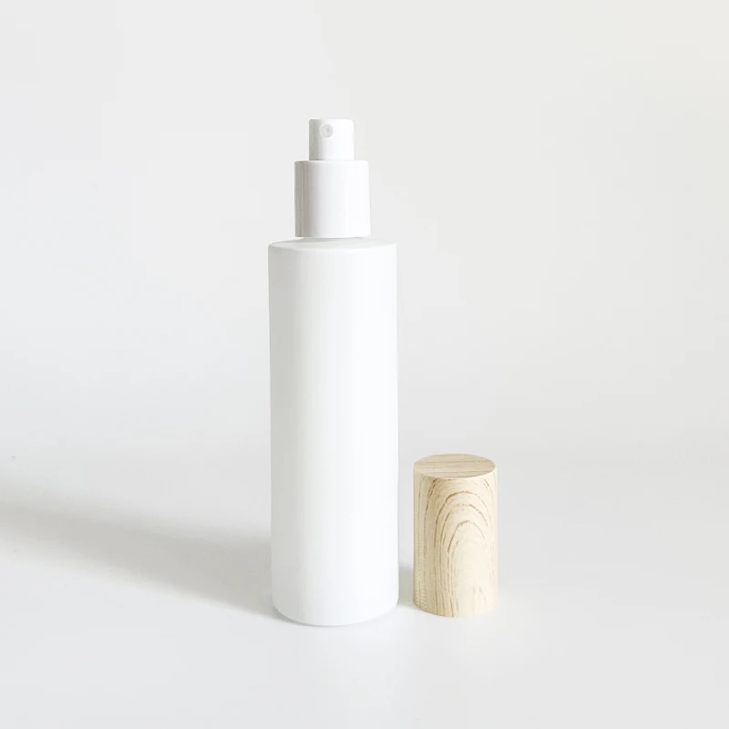 Glass pump bottle 30 ml 50 ml 60 ml 80 ml matte white wood grain plastic cap glass toner pump bottle